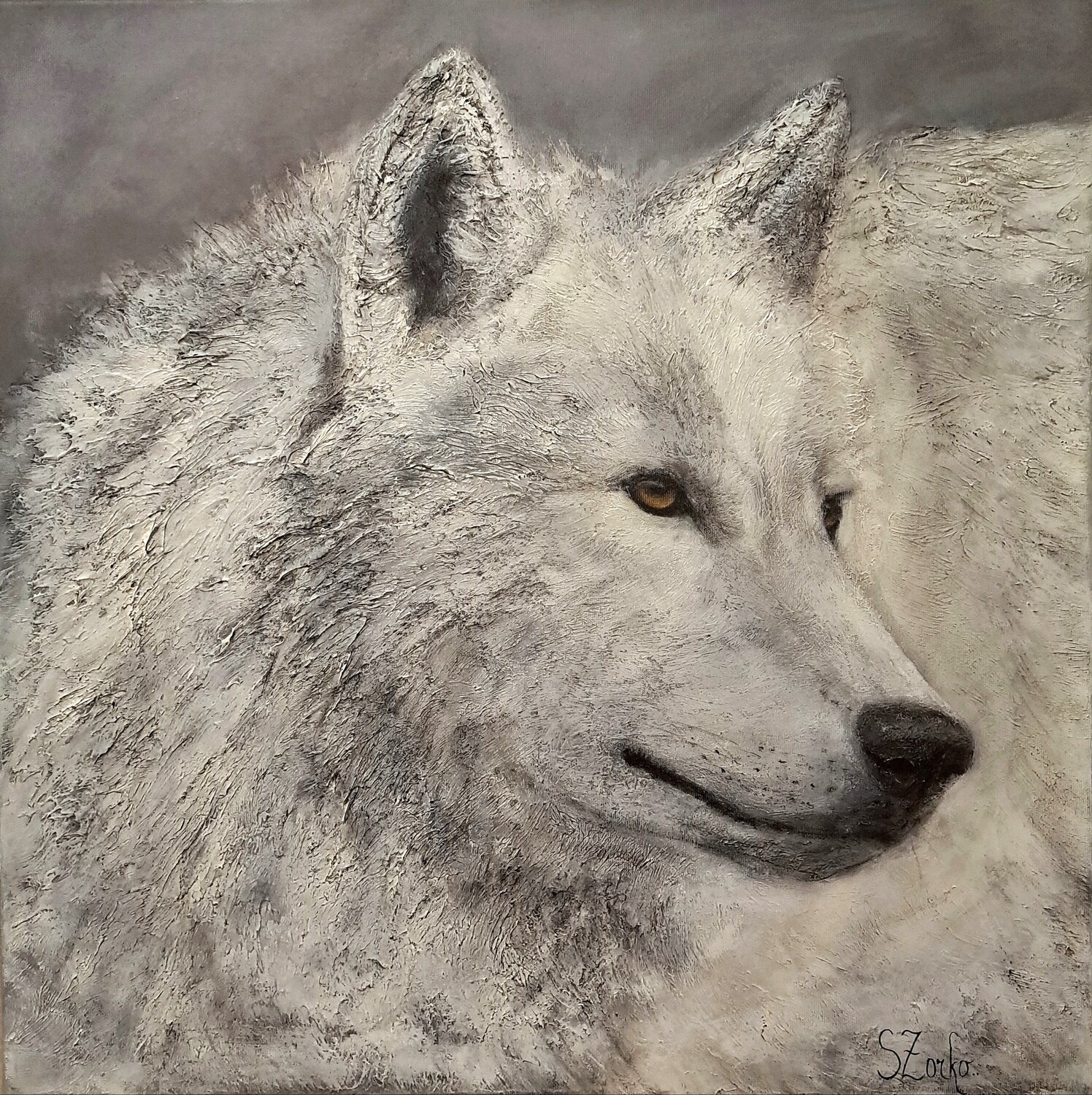 White Wolf, Sonja Zorko Atelje MS Original painting for sale