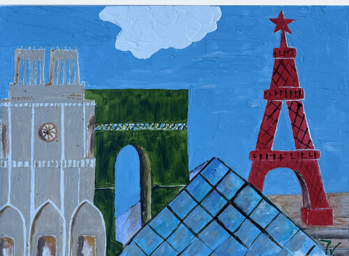 Paris buildings by paola vignola, Painting for Sale on Select
