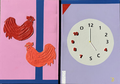 Tea time with chicken cookies by paola vignola, Painting for Sale on Select