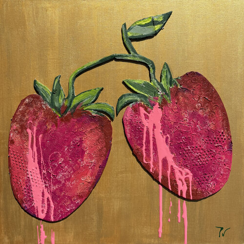 Frambuesas y oro by paola vignola, Painting for Sale on Select