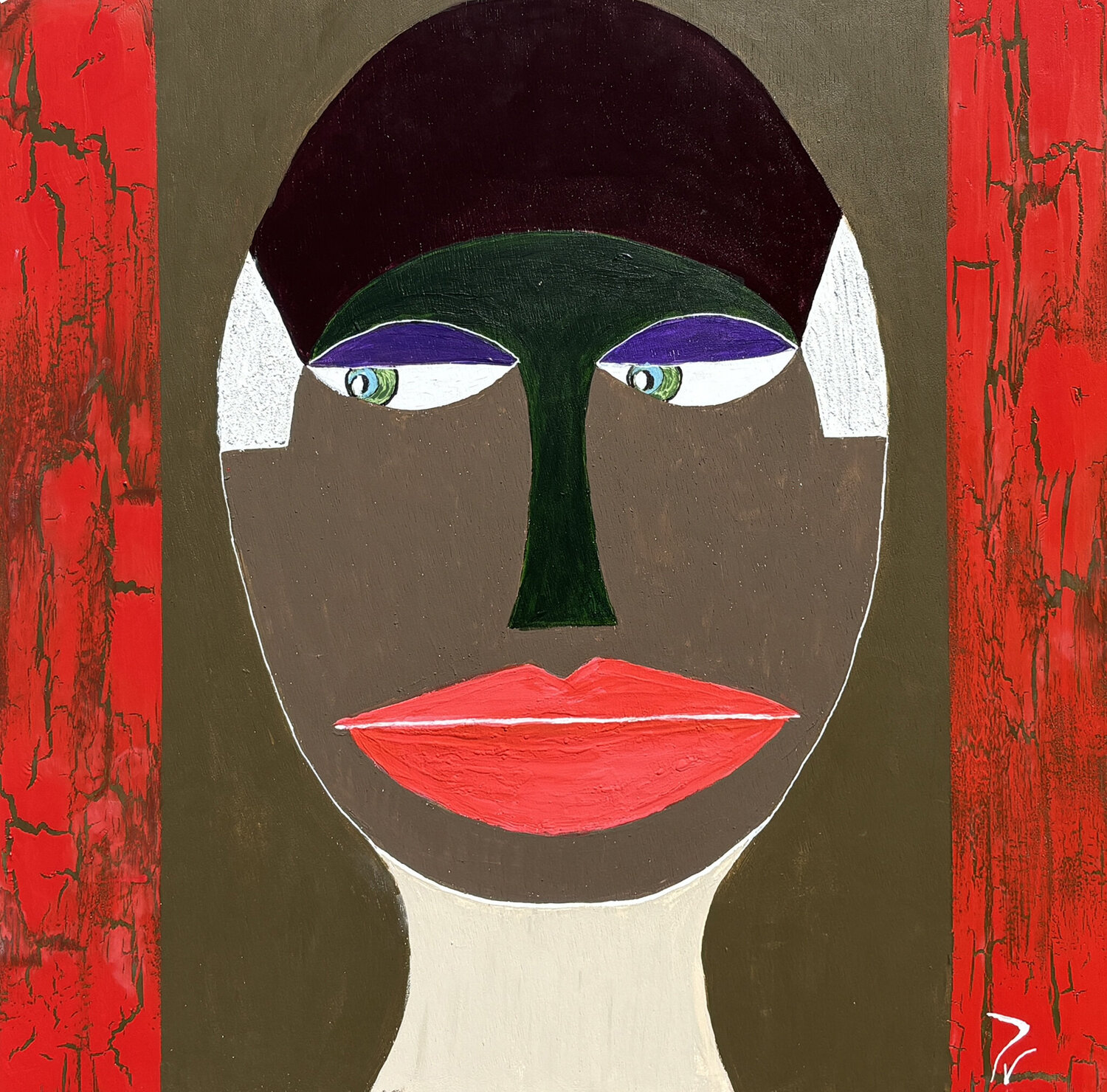 Cara en rojo paola vignola Original painting for sale