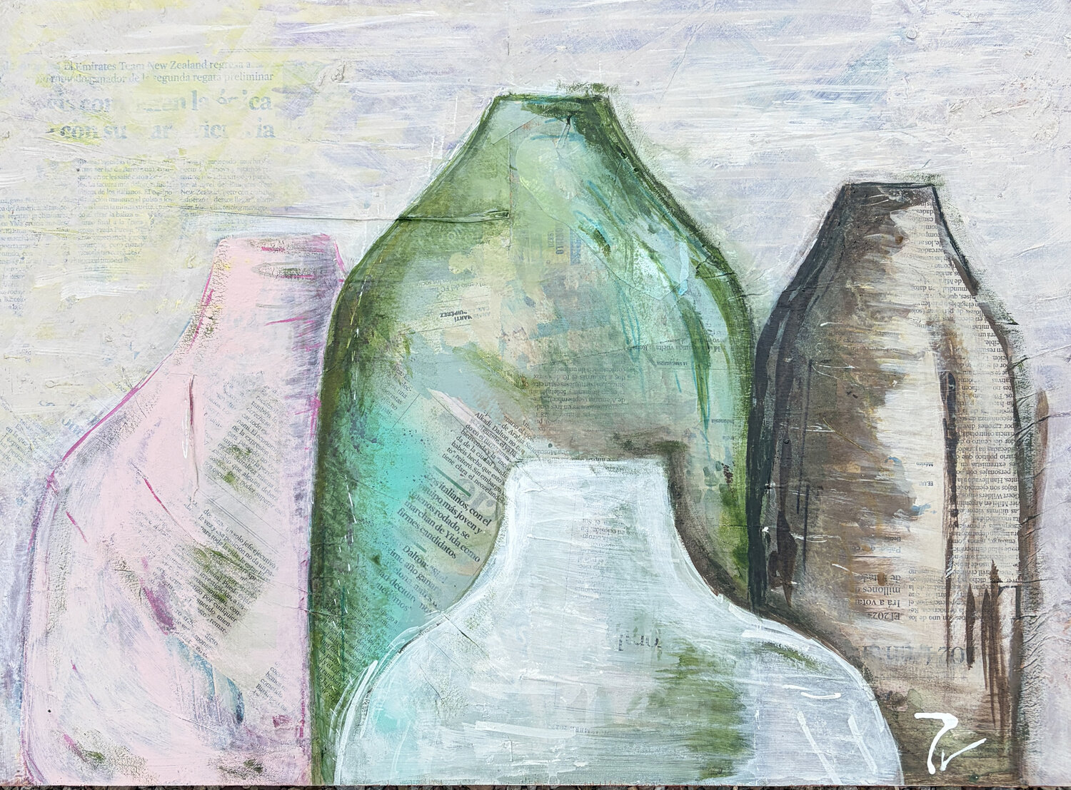 Cuatro BOTELLAS paola vignola Original painting for sale
