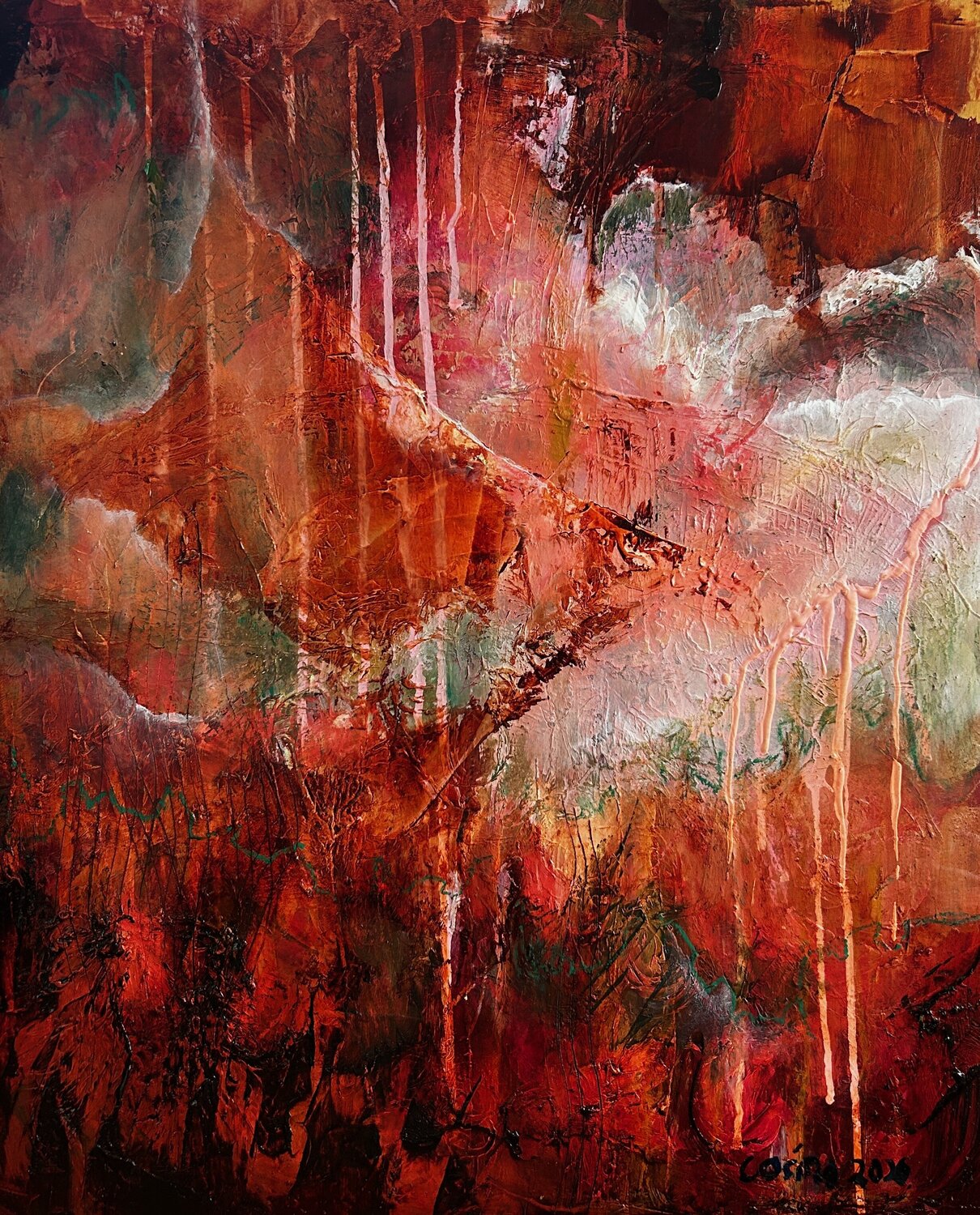 Suspended by a thread Corina Hazlett Original painting for sale