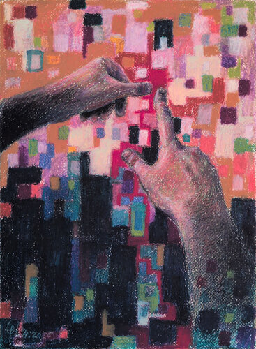 Composition of Hands and Abstraction III by Boaz Gabai, Painting for Sale on Select