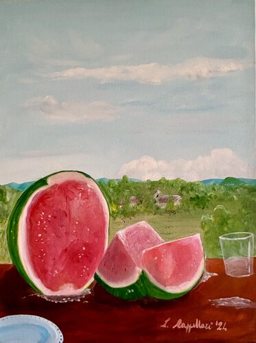 La freschezza dell’anguria d’estate by Luisa Cappellari, Painting for Sale on Select