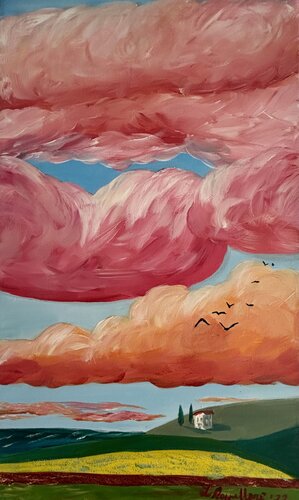 E se le nuvole fossero di zucchero filato? by Luisa Cappellari, Painting for Sale on Select
