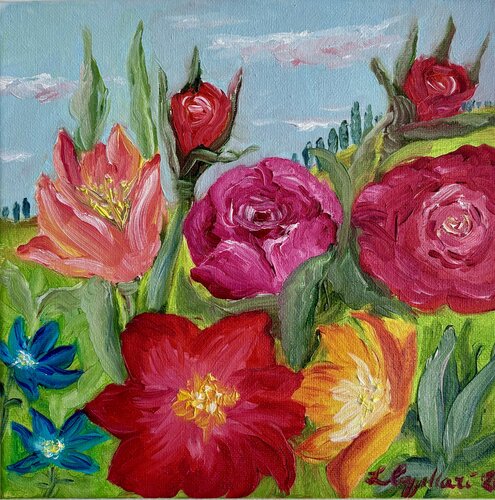 Fiori tra le colline by Luisa Cappellari, Painting for Sale on Select