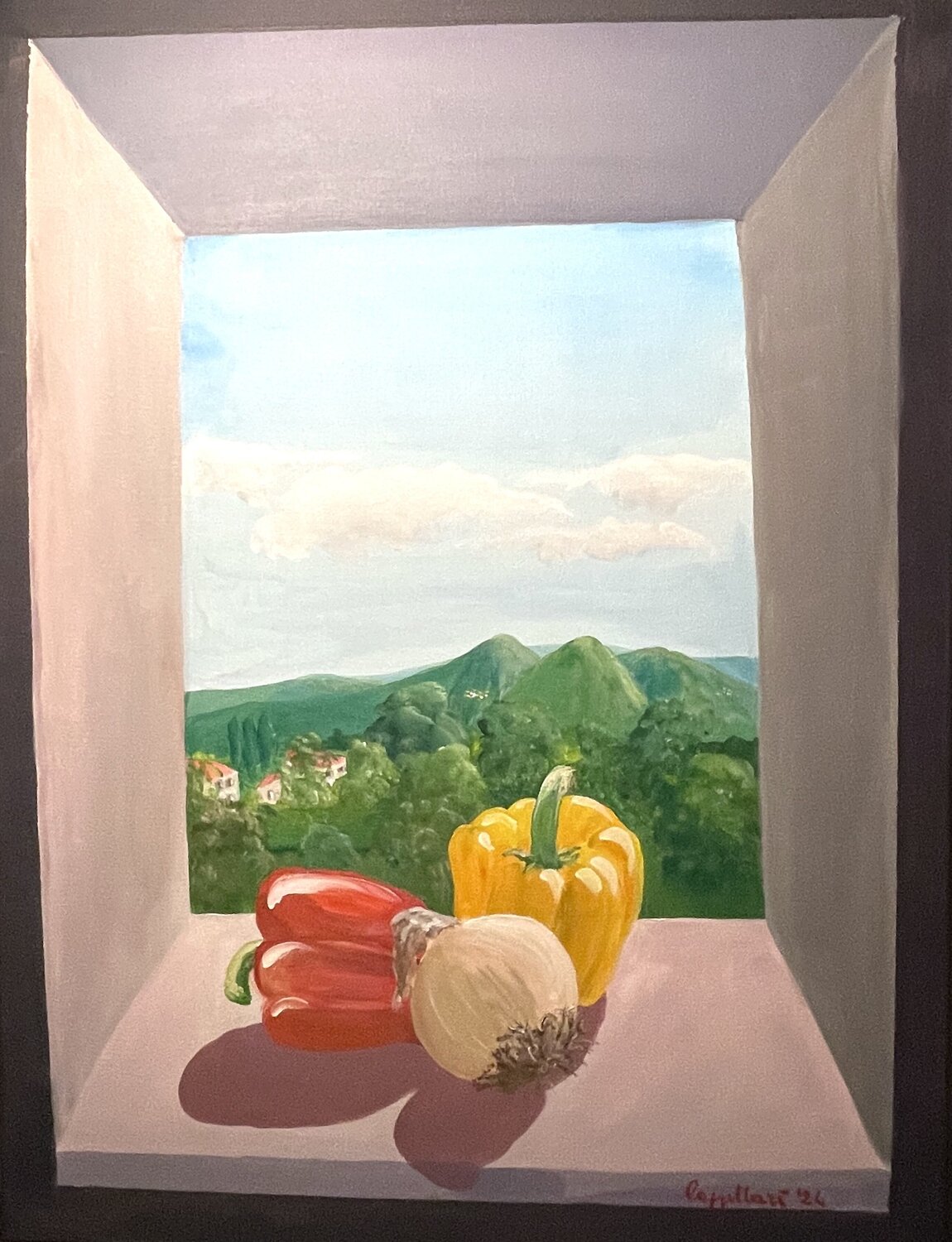 Finestra con peperoni Luisa Cappellari Original painting for sale