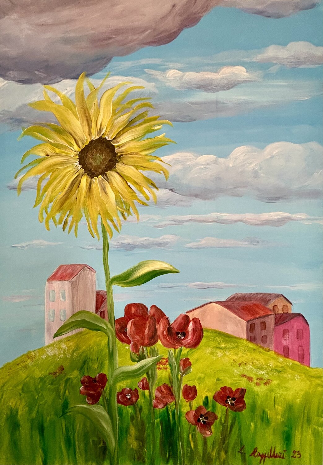 Girasole sulla collina Luisa Cappellari Original painting for sale