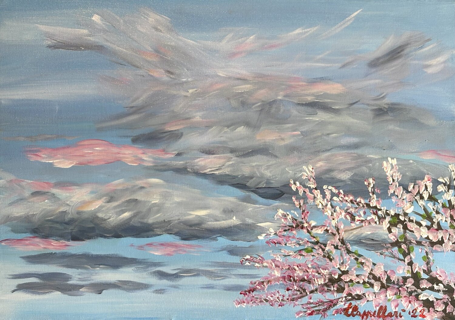 Nubi e fiori di primavera Luisa Cappellari Original painting for sale