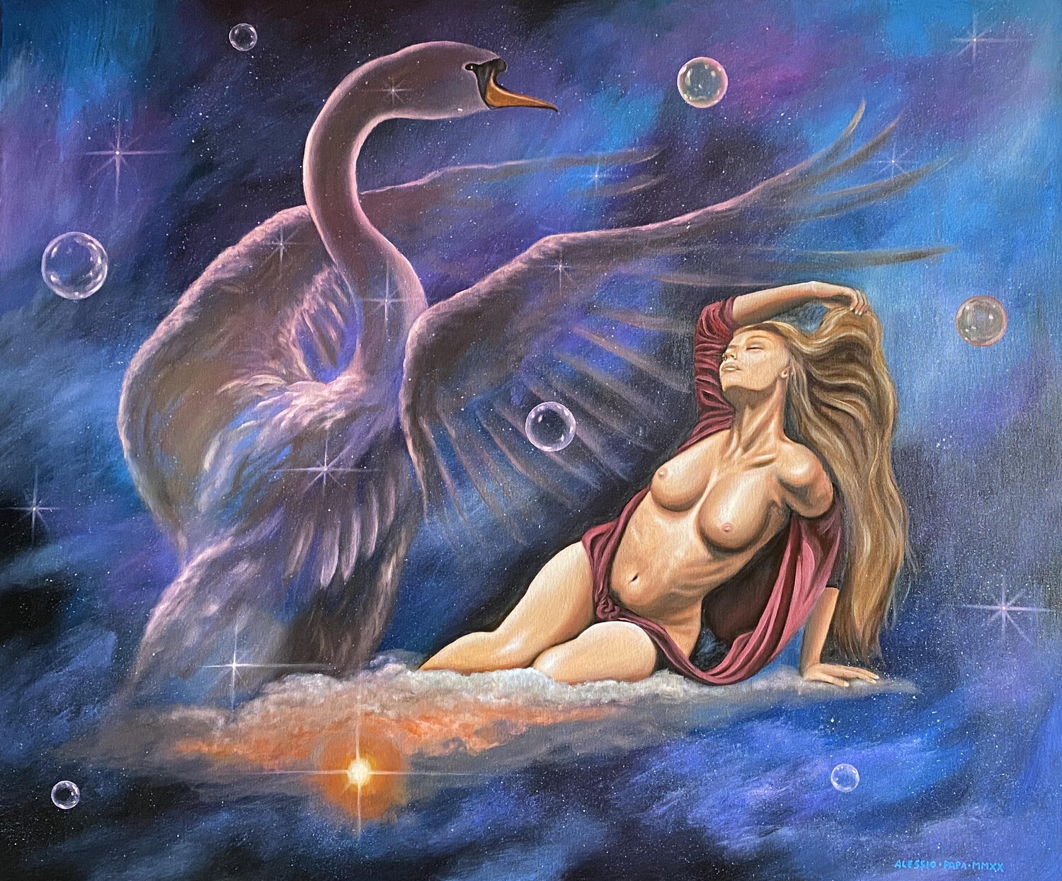 Il sogno di Leda Alessio Papa Original painting for sale