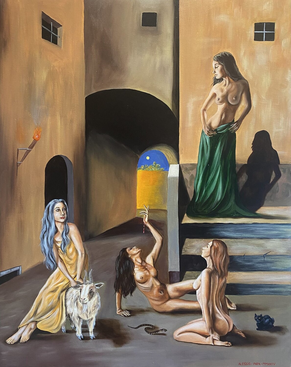 Il vicolo delle streghe Alessio Papa Original painting for sale