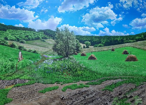 Road to the orchard by Lorant Cucui, Painting for Sale on Select