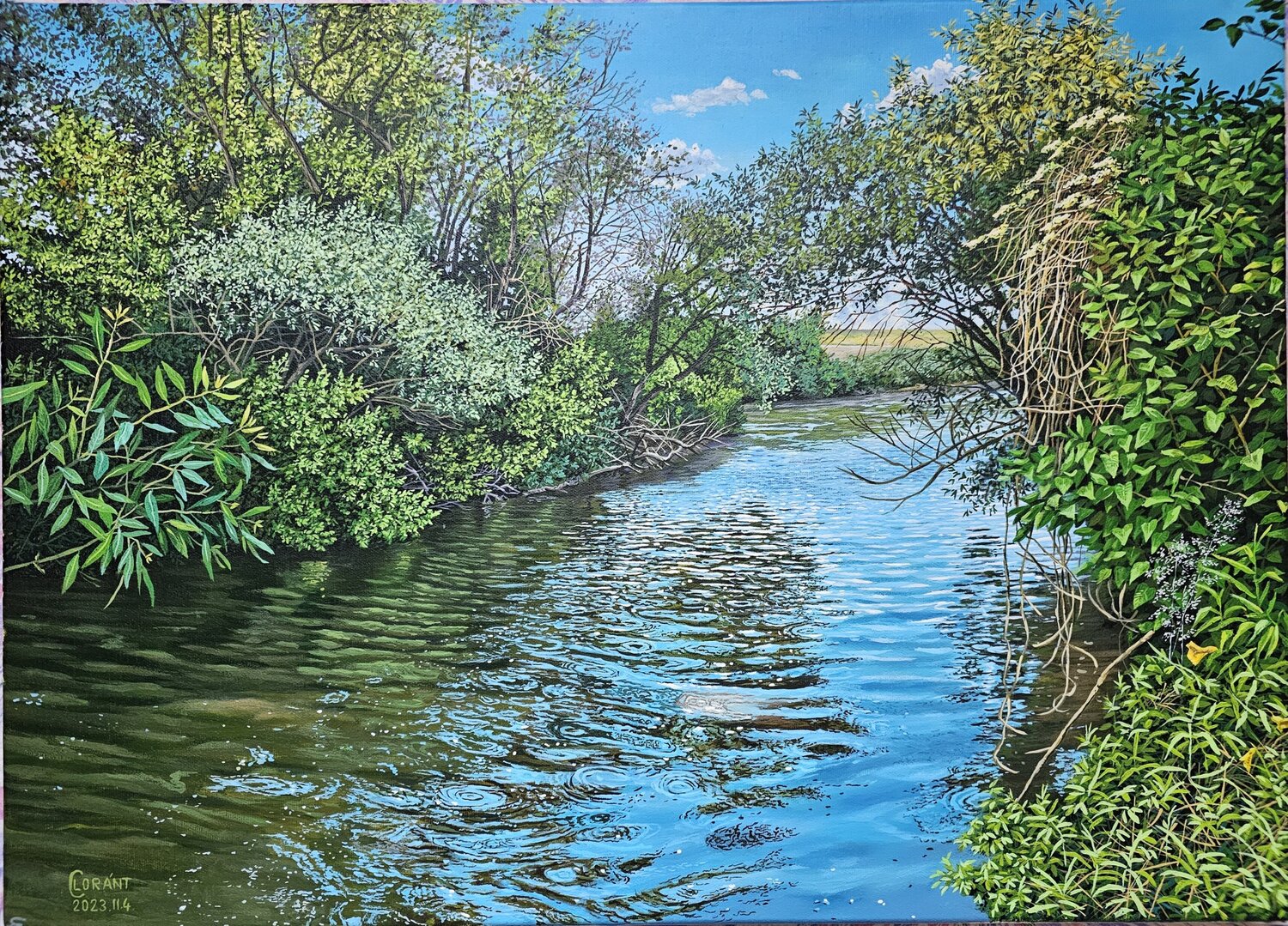 Riverbank Serenity Lorant Cucui Original painting for sale