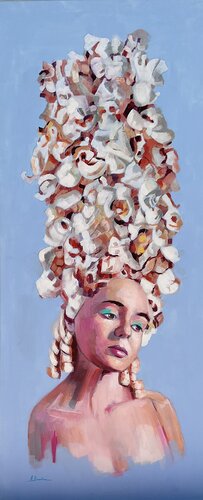 Presencia con peluca de palomitas by Angeles Sánchez Buendía, Painting for Sale on Select