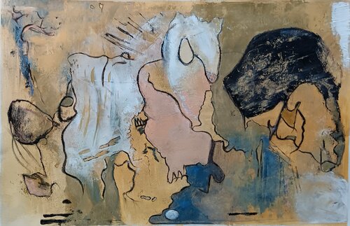 White horse,black dog by Fliss Esk, Painting for Sale on Select