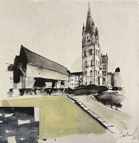 Ghent City Pavilion & Belfry in Belgium – A contemporary perspective on a timeless city by Isabelle Van Brussel, Painting for Sale on Select