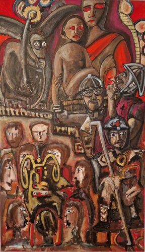 Spuren der Ungewissheit  I - Orakel - Triptychon by Uwe Georg Kloos, Painting for Sale on Select