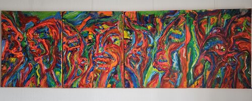 Beziehungsarbeit  oder Libido I-IV (Tetraptychon) by Uwe Georg Kloos, Painting for Sale on Select