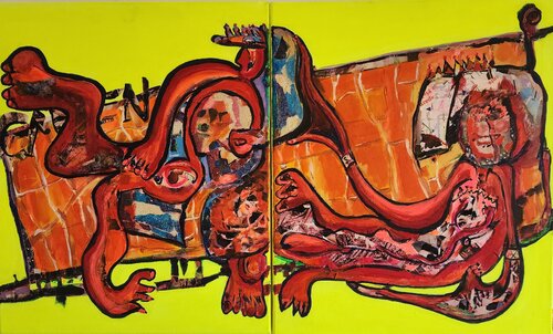Liebe im Hotel by Uwe Georg Kloos, Painting for Sale on Select
