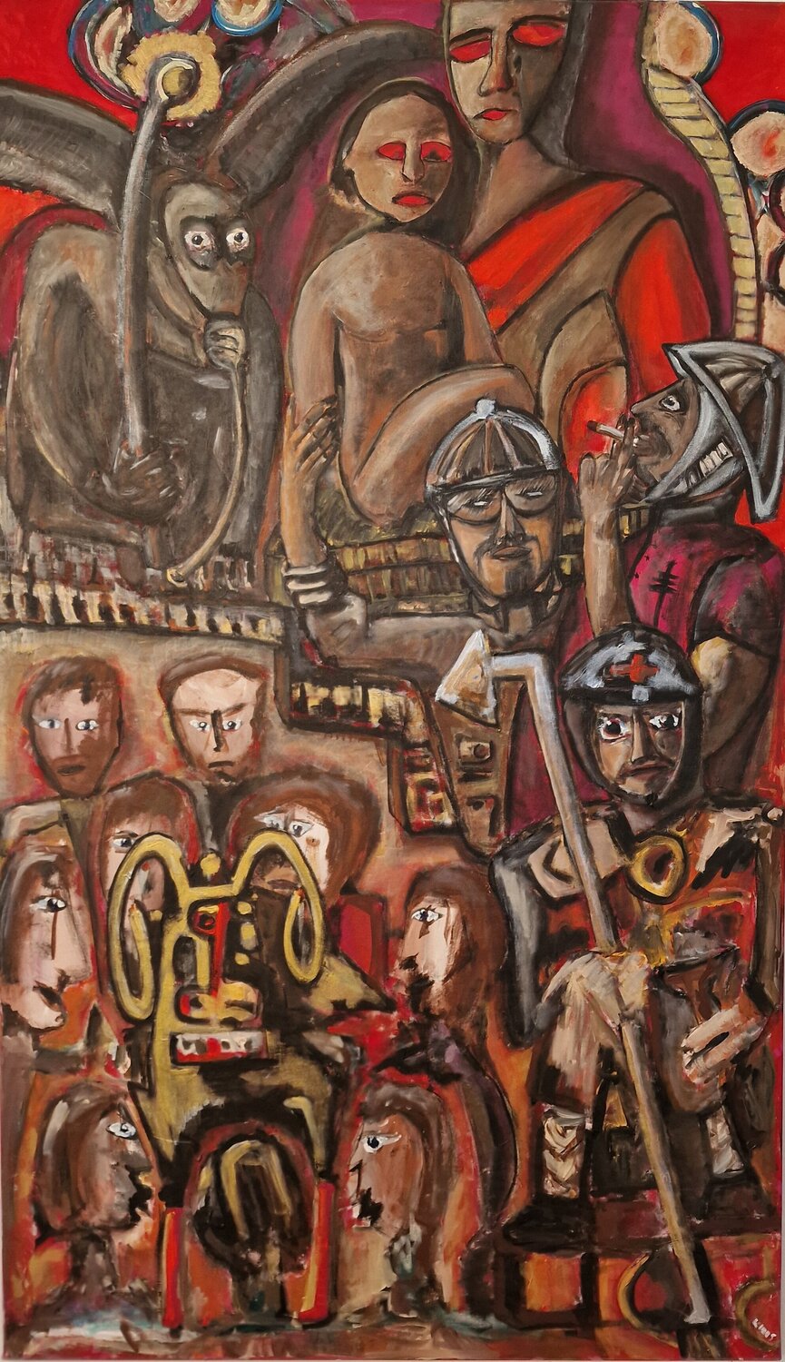 Spuren der Ungewissheit  I - Orakel - Triptychon Uwe Georg Kloos Original painting for sale