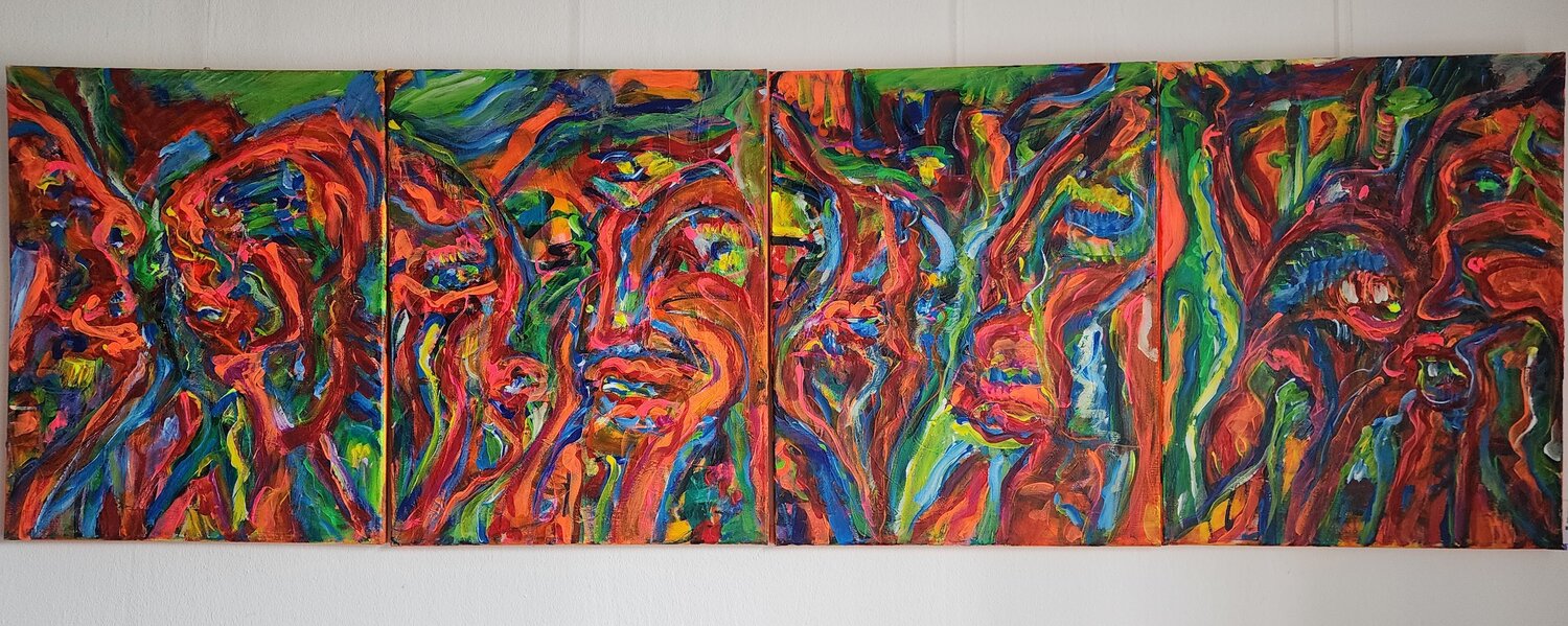 Beziehungsarbeit  oder Libido I-IV (Tetraptychon) Uwe Georg Kloos Original painting for sale
