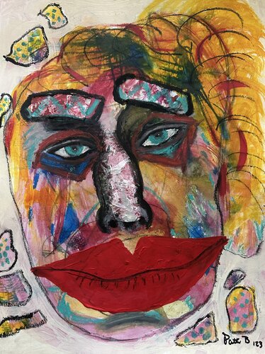 Fiery Whispers Beneath the Almond Gaze by Patti Bailey, Painting for Sale on Select