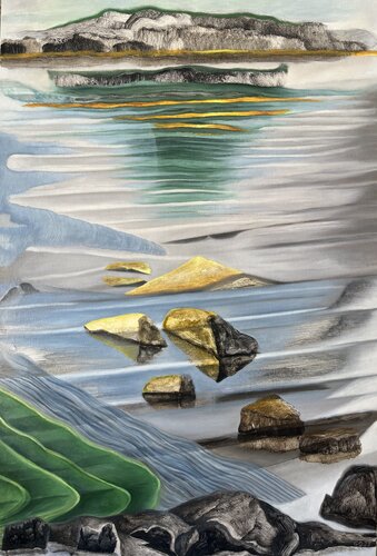 les roches jaunes by Guillaine Querrien, Painting for Sale on Select