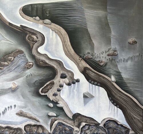 Filet d’eau à marée basse by Guillaine Querrien, Painting for Sale on Select