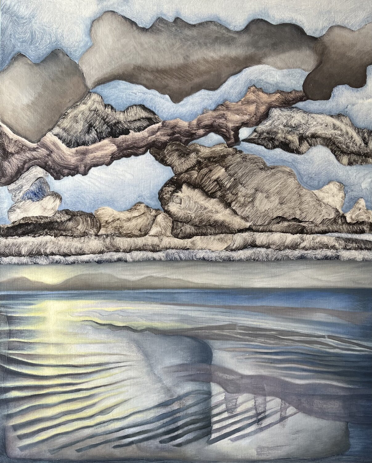 Nuages et reflets Guillaine Querrien Original painting for sale
