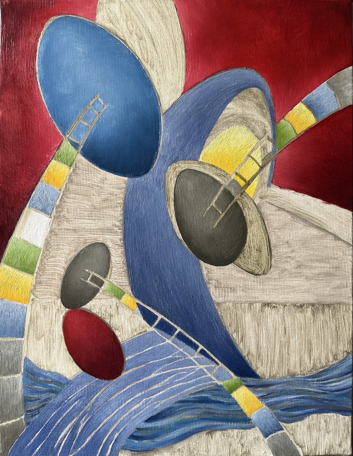 l'espace, les formes et les couleurs, 3 Guillaine Querrien Original painting for sale