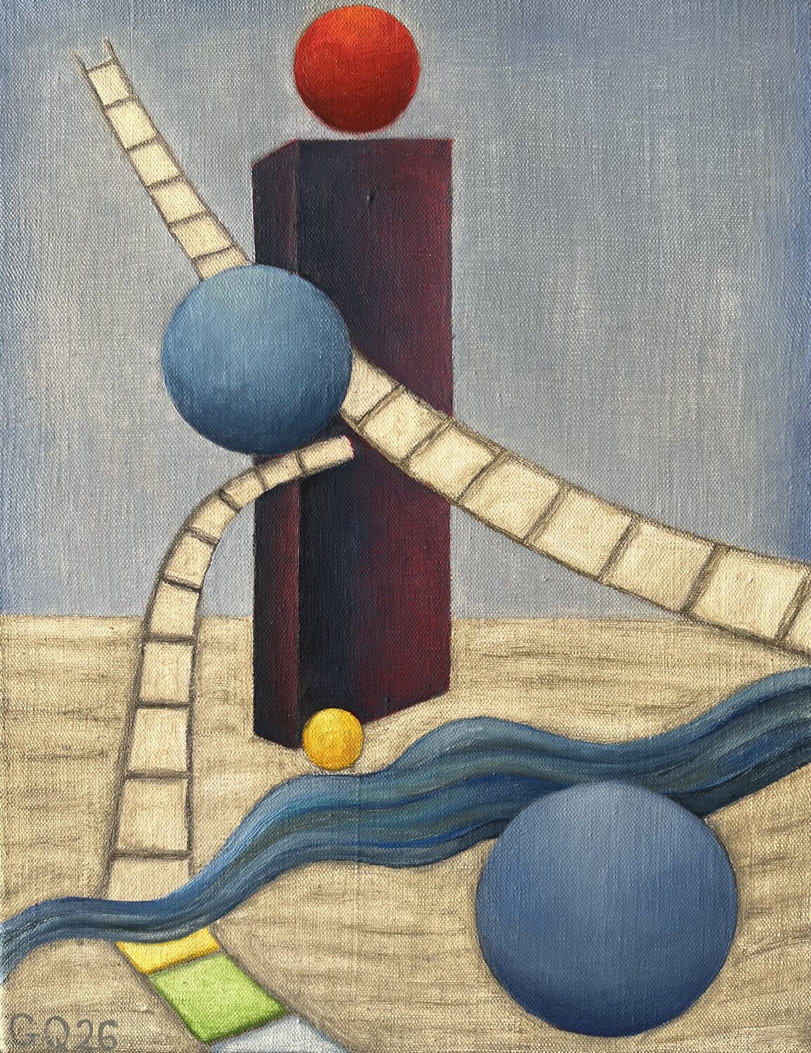 l'espace, les formes et les couleurs, 2 Guillaine Querrien Original painting for sale