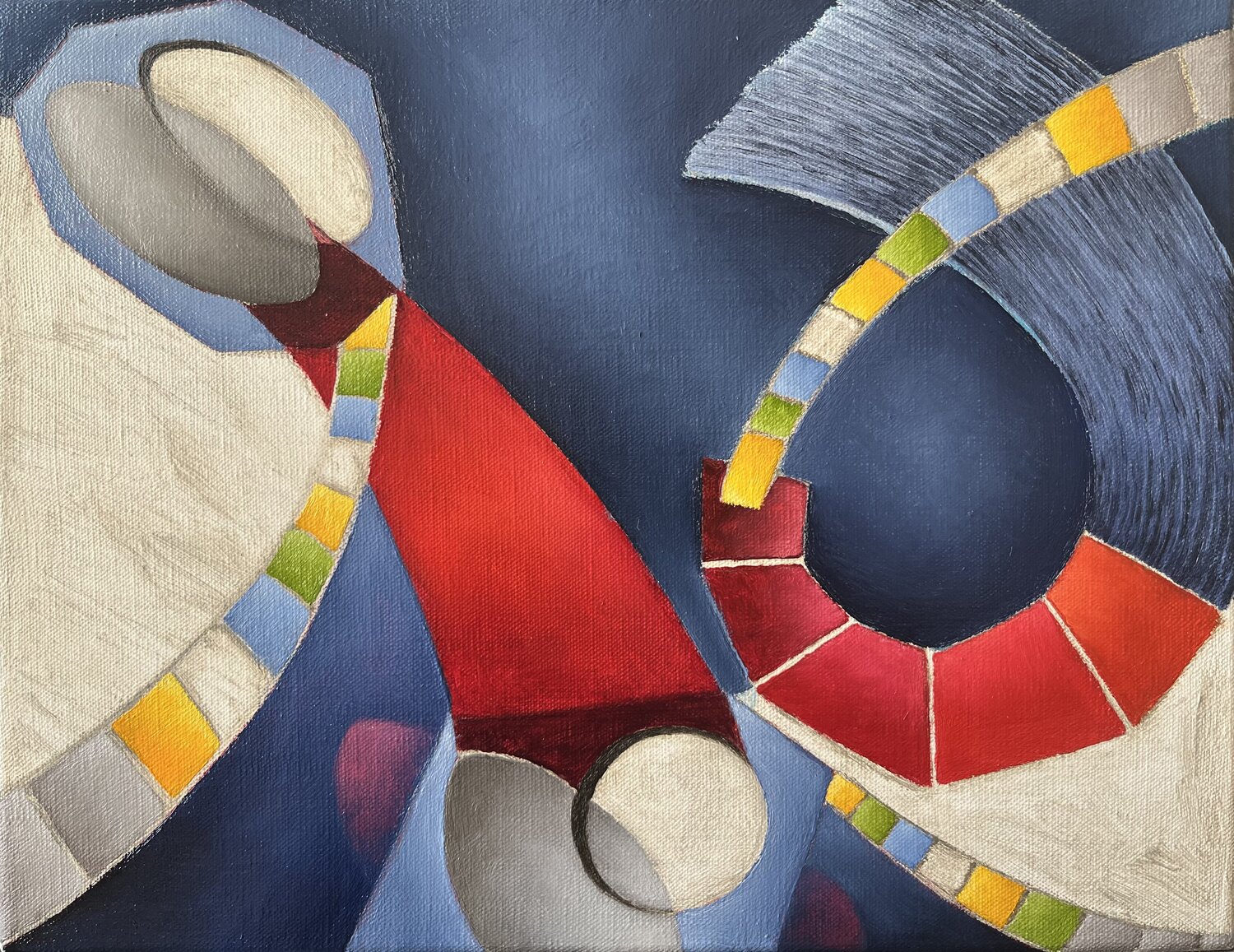 l'espace, les formes et les couleurs, 5 Guillaine Querrien Original painting for sale