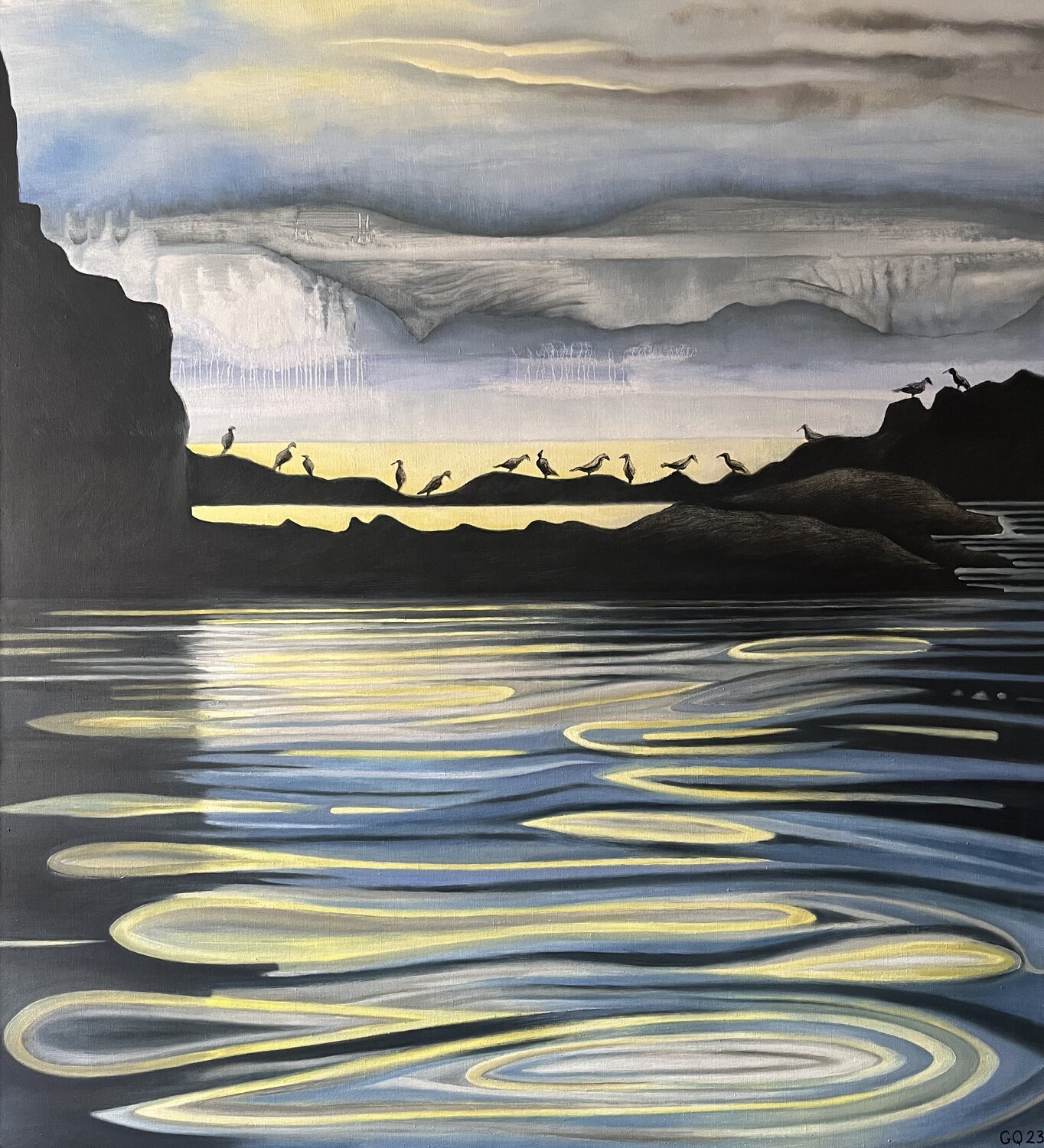 Les oiseaux Guillaine Querrien Original painting for sale