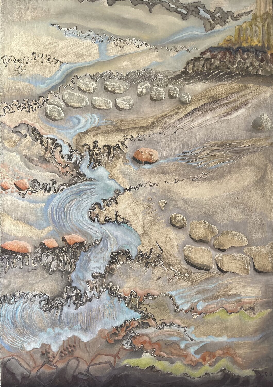 Marée basse vers Rohir Guillaine Querrien Original painting for sale