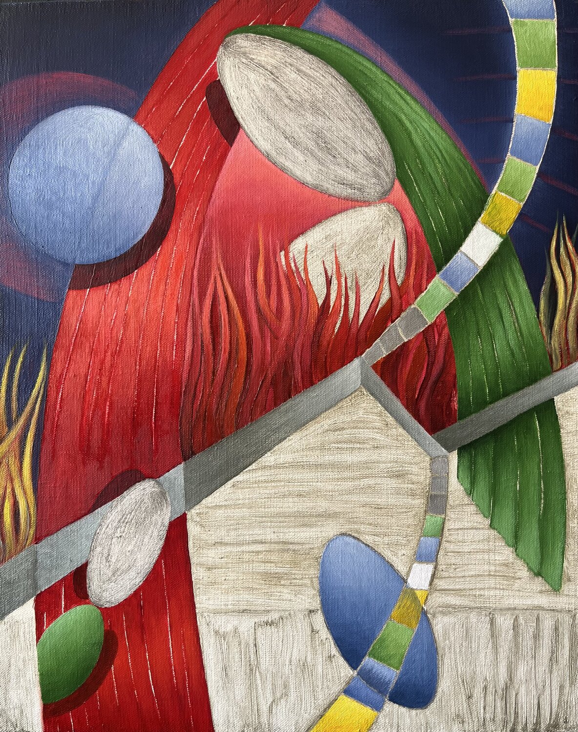 Espace, formes, couleurs, 7 Guillaine Querrien Original painting for sale