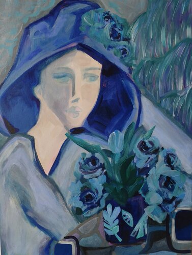 Poesia in blu by Ines Duarte, Painting for Sale on Select