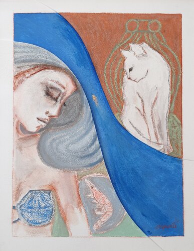 Hum, lascio il pesciolino. Preferisco il gambero. by Ines Duarte, Painting for Sale on Select