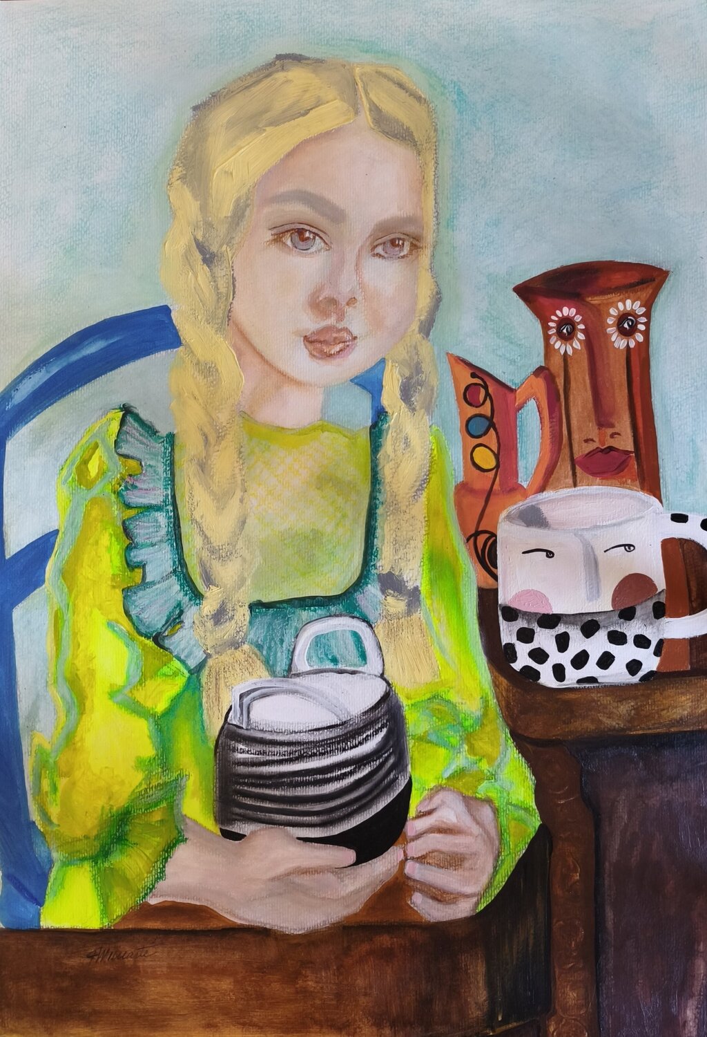 Happiness for breakfast Ines Duarte Original painting for sale