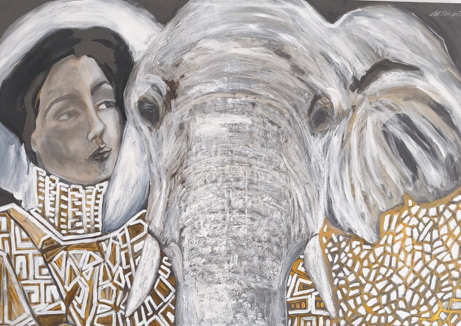 'Elephants never forget ' Ines Duarte Originalgemälde zu verkaufen