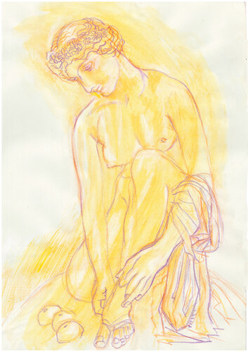 La toilette d'Atalante d'après Jean-Jacques dit James Pradier (1850) - Sculpture dessinée au Louvre by Emmanuelle Braine Bonnaire, Drawing for Sale on Select