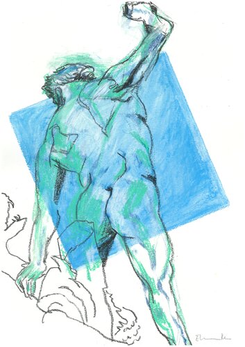 Hercule combattant Achéloïs métamorphosé en serpent d'après François-Joseph Bosio (1824) - Sculpture dessinée au Louvre by Emmanuelle Braine Bonnaire, Drawing for Sale on Select