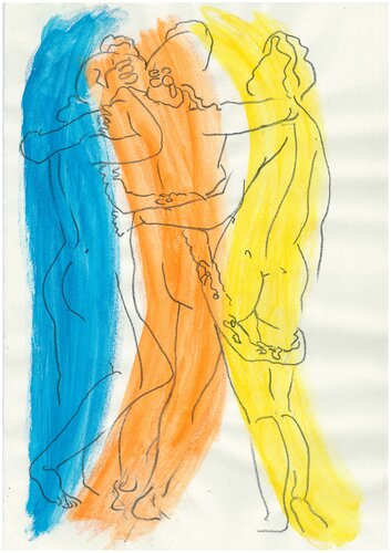 Les trois grâces d'après James Pradier (1827) - Sculpture dessinée au Louvre by Emmanuelle Braine Bonnaire, Drawing for Sale on Select