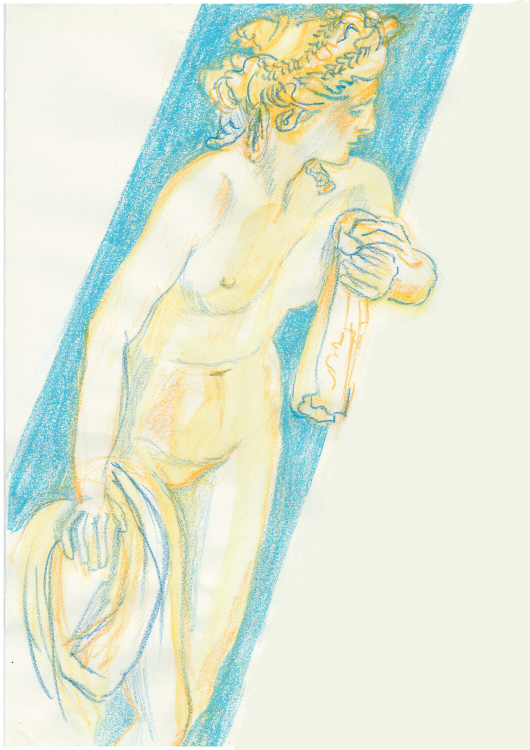 Diane surprise au bain par Actéor d'après Christophe-Gabriel Allegrain (1778) - Sculpture dessinée au Louvre Emmanuelle Braine Bonnaire Drawing for sale