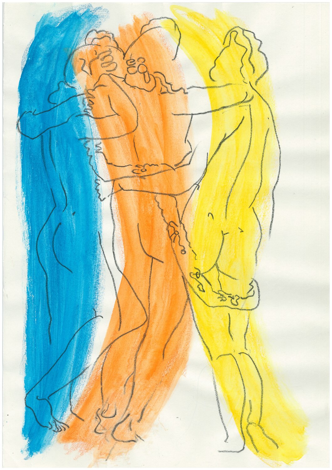 Les trois grâces d'après James Pradier (1827) - Sculpture dessinée au Louvre Emmanuelle Braine Bonnaire Drawing for sale
