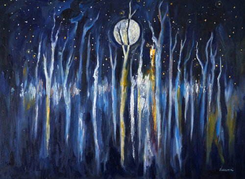 La Nuit Ètoillèe by Valerie Vescovi, Painting for Sale on Select