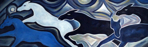 Nuances de Chevaux Gris by Valerie Vescovi, Painting for Sale on Select