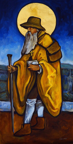 St Judocus, Prince and Hermit by Valerie Vescovi, Painting for Sale on Select