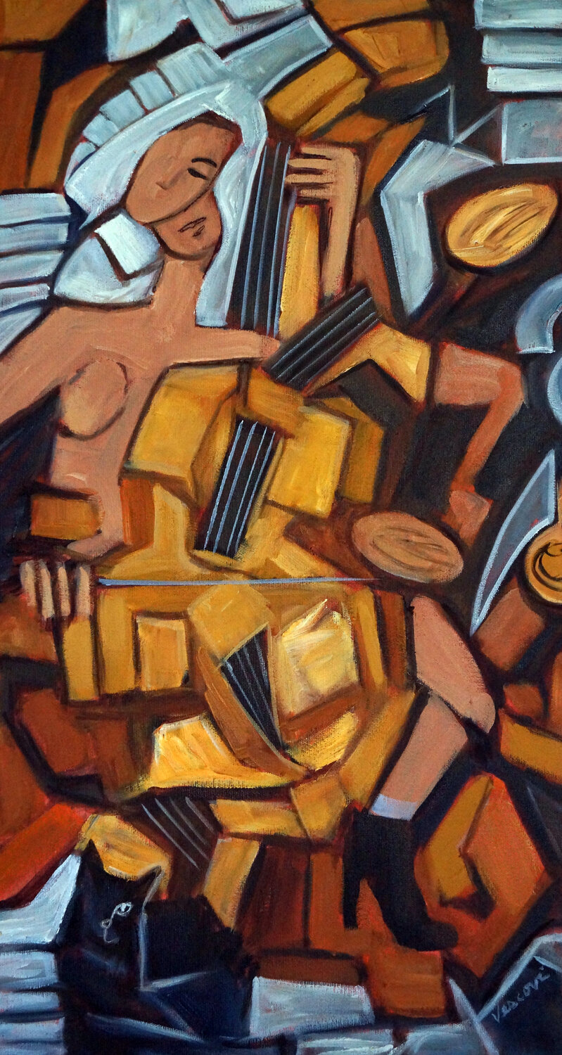 Violoncelle Soliste Valerie Vescovi Original painting for sale