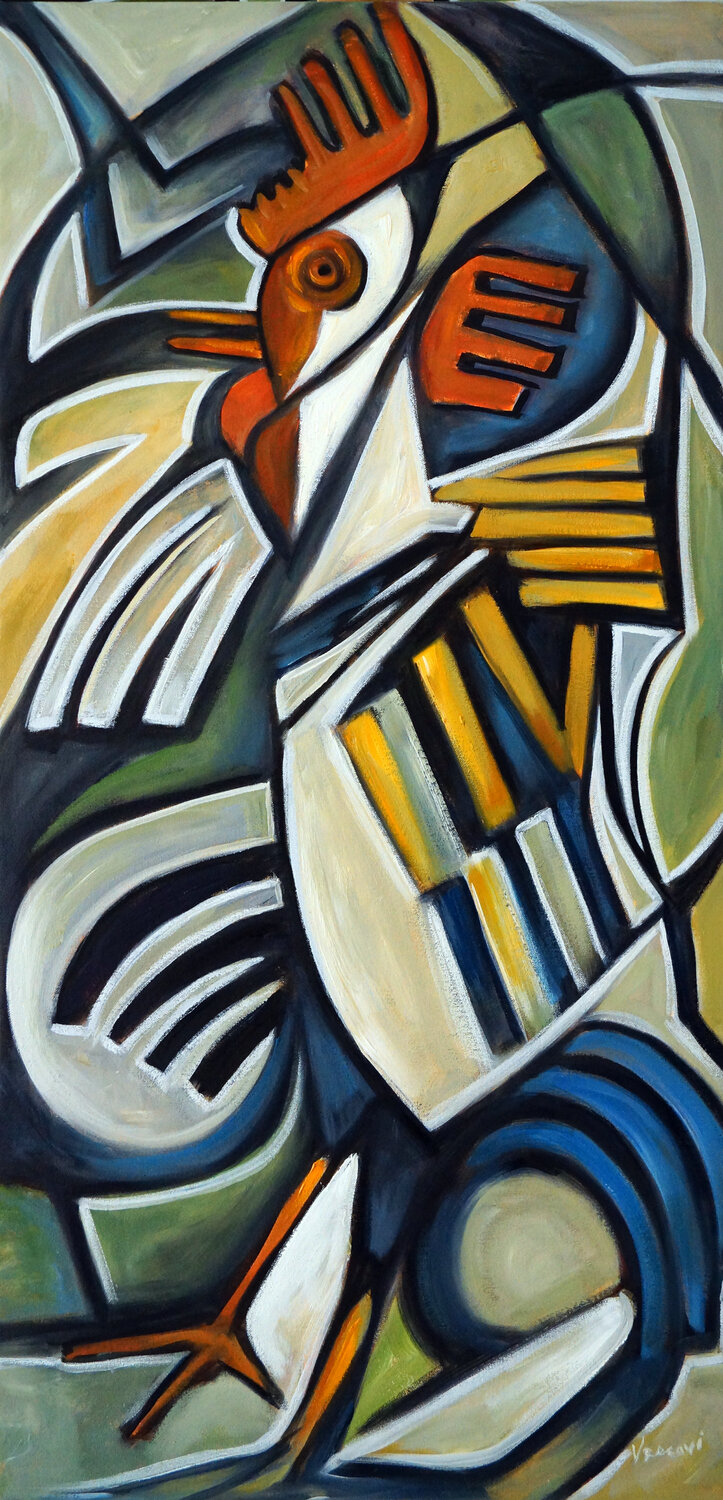 Portrait d'un Coq Valerie Vescovi Original painting for sale